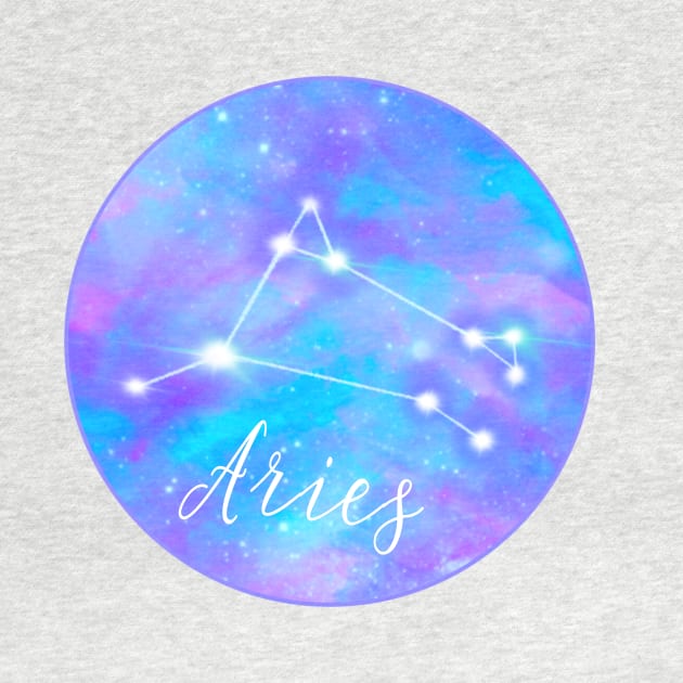 Aries zodiac sign. Aries constellation on galaxy sky by Orangerinka